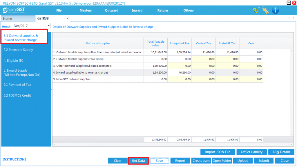 GSTR 3B online filing procedure
