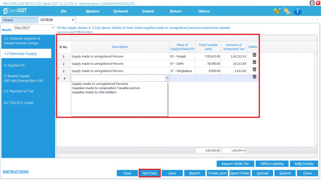 GSTR 3B online filing procedure