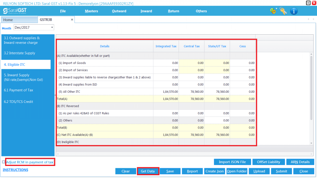 GSTR 3B online filing procedure