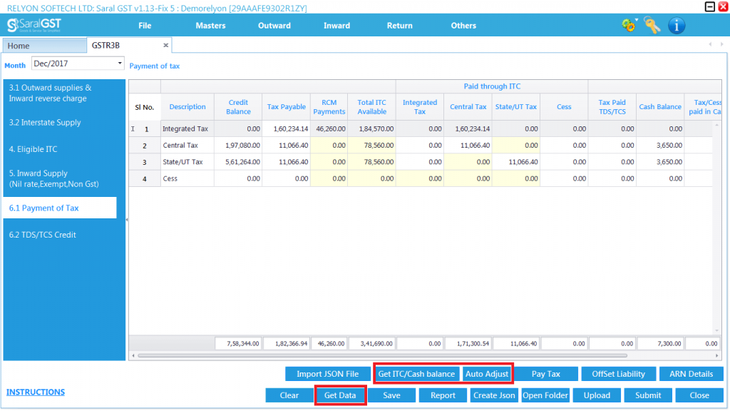 GSTR 3B online filing procedure