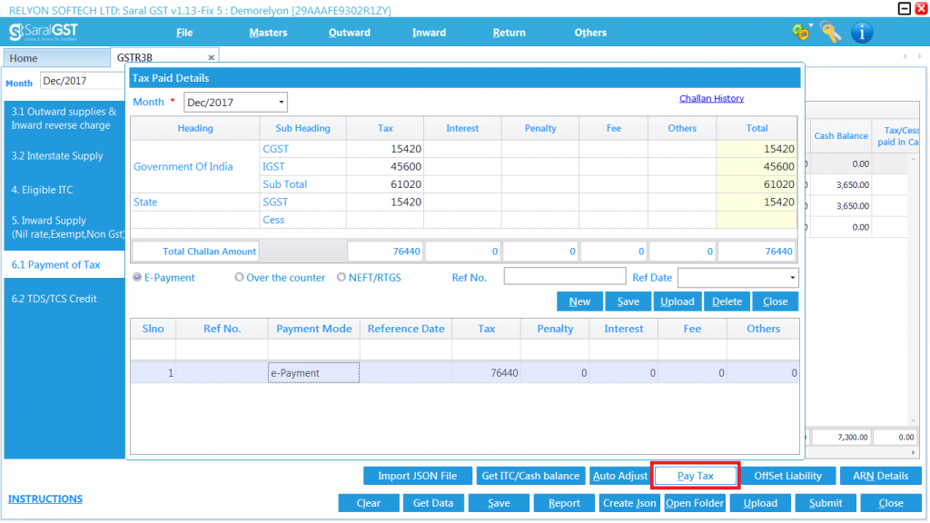 GSTR 3B online filing procedure