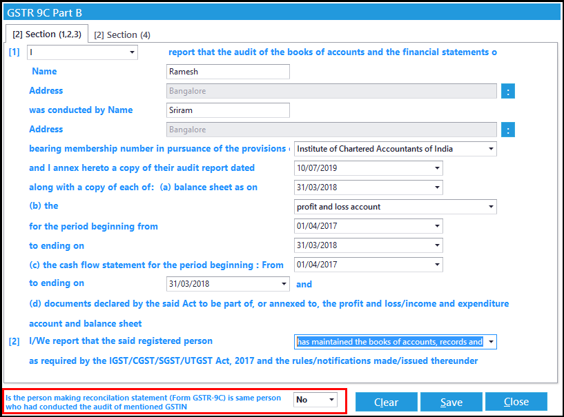 13. GSTR-9C entry -Multiple auditors