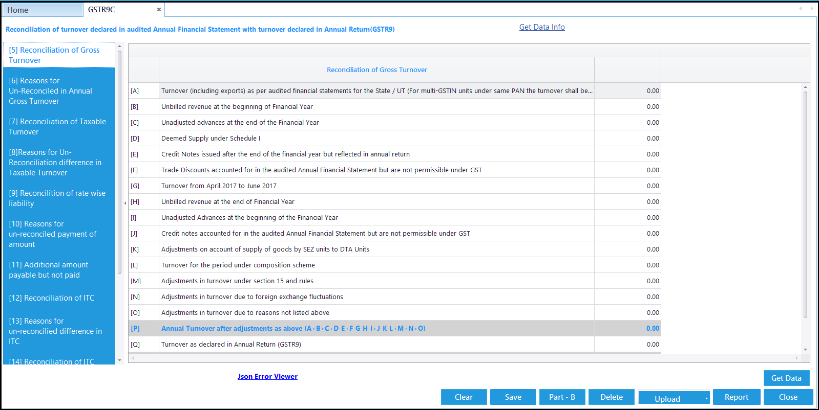 2. GSTR-9C entry -A of GSTR 9C