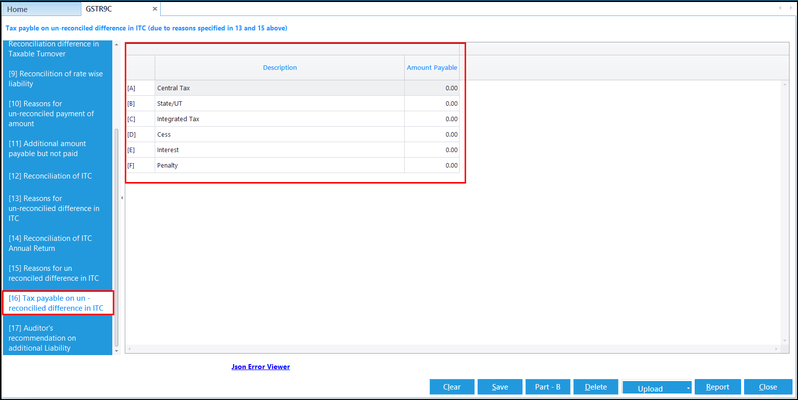 7. GSTR-9C entry -Tax payable