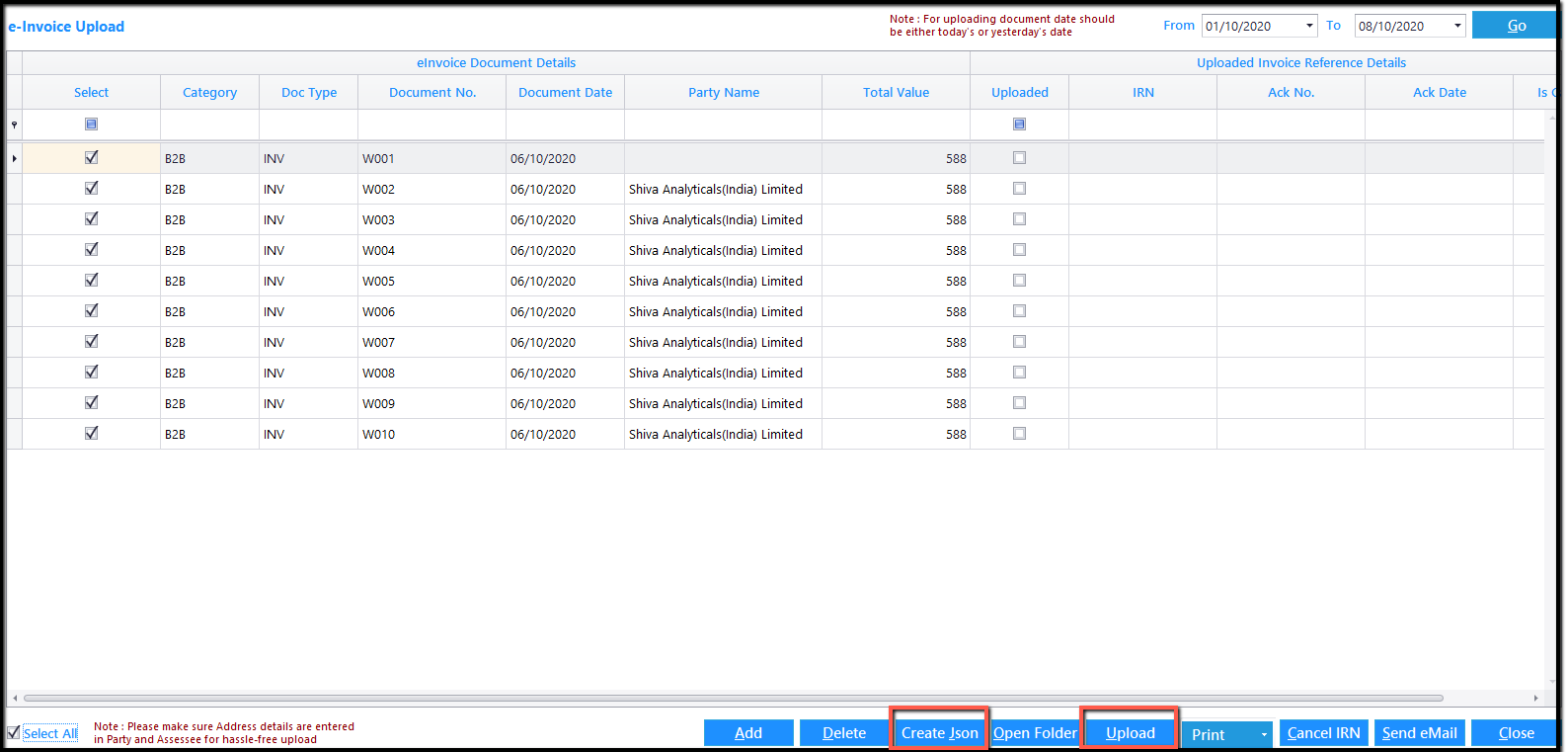 9. E-Invoicing details-JSON