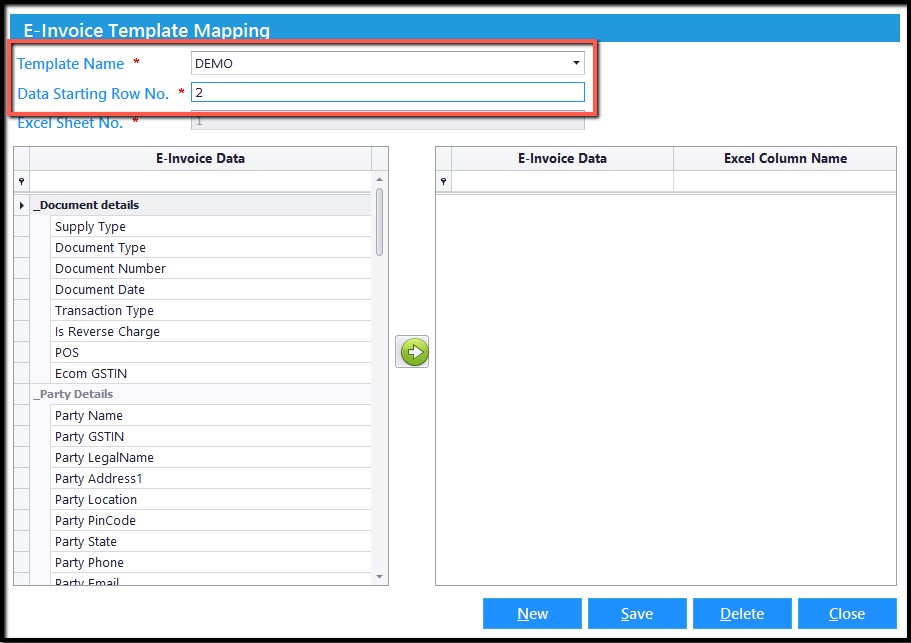 3.Excel integration- Template Mapping