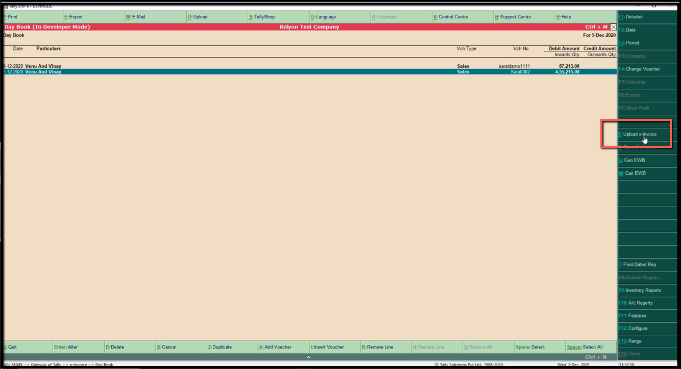 4.API integration for E-Invoicing in Tally-upload invoice